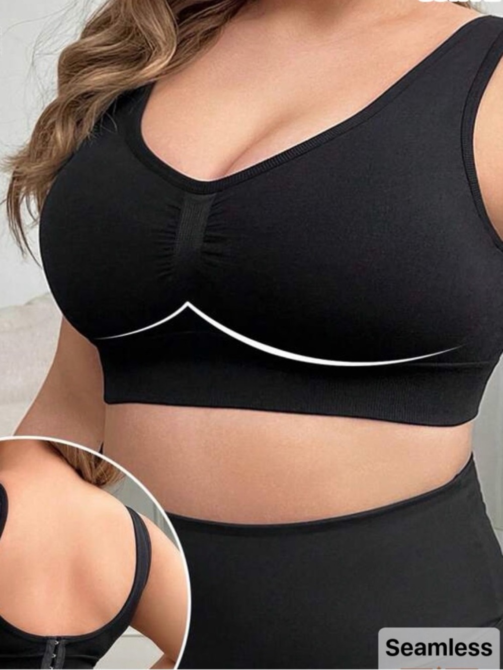 CurveFit Seamless Support Wireless Bralette - Black